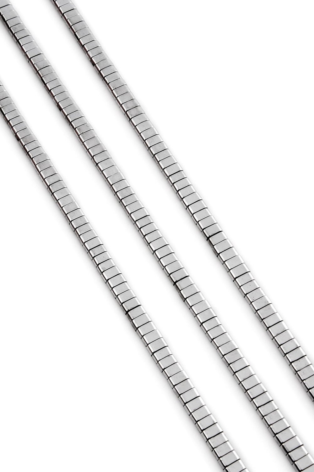 Hematite Natural Stone Shiny Cylinder Double Hole 4x2mm String Of Beads