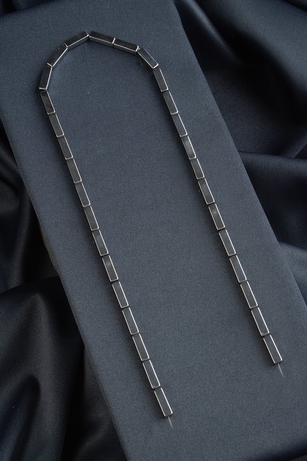 Hematite Natural Stone Shiny Cylinder 4x13mm String Of Beads