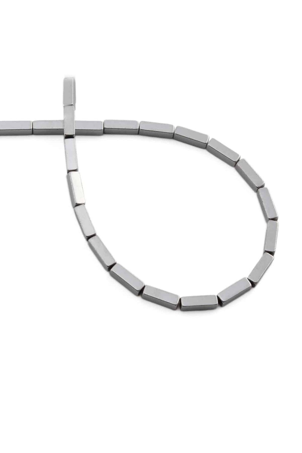 Hematit Taşı 2x8mm- Parlak Gümüş Doğal Taş Dizi