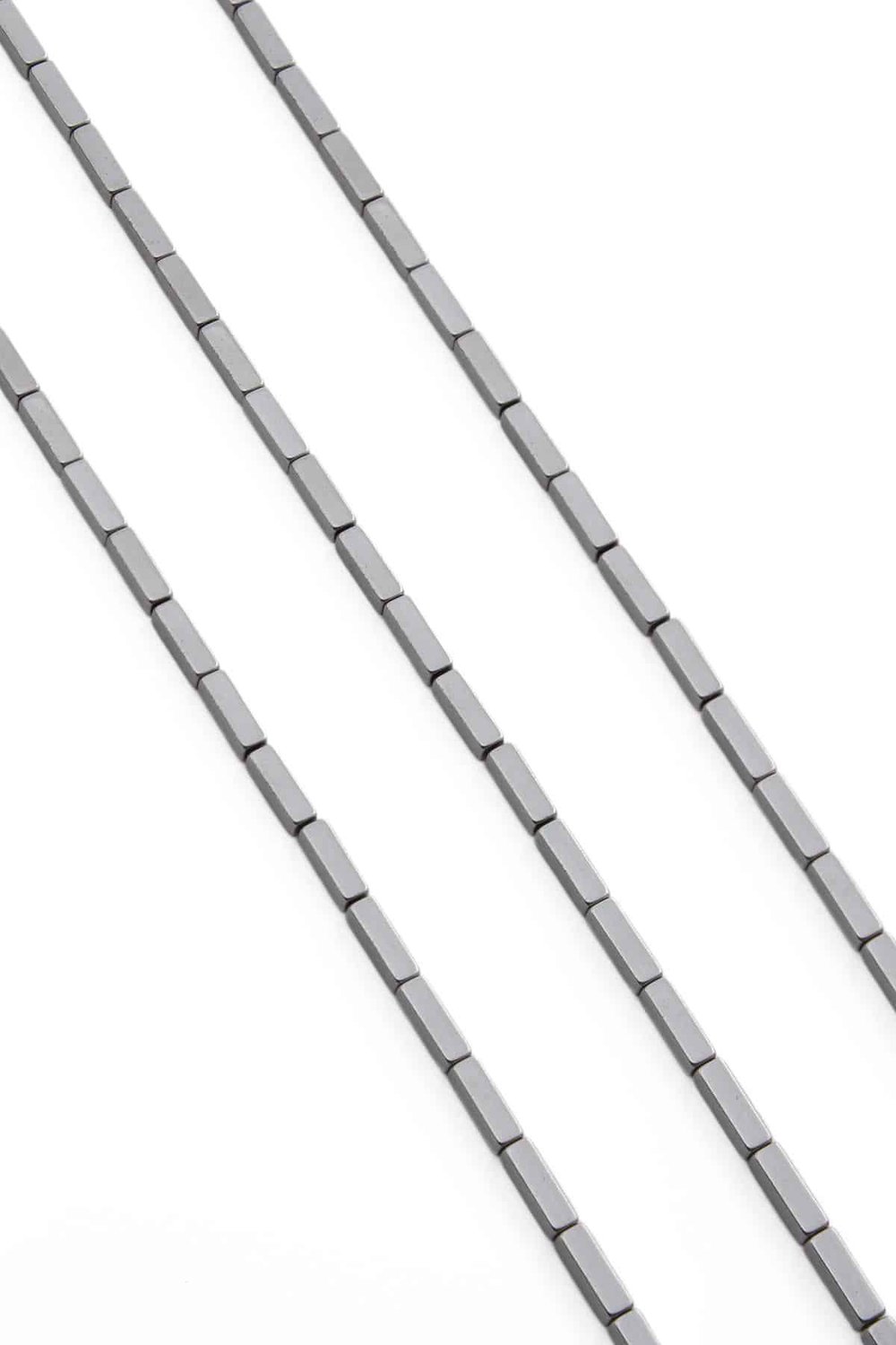 Hematit Taşı 2x8mm- Parlak Gümüş Doğal Taş Dizi