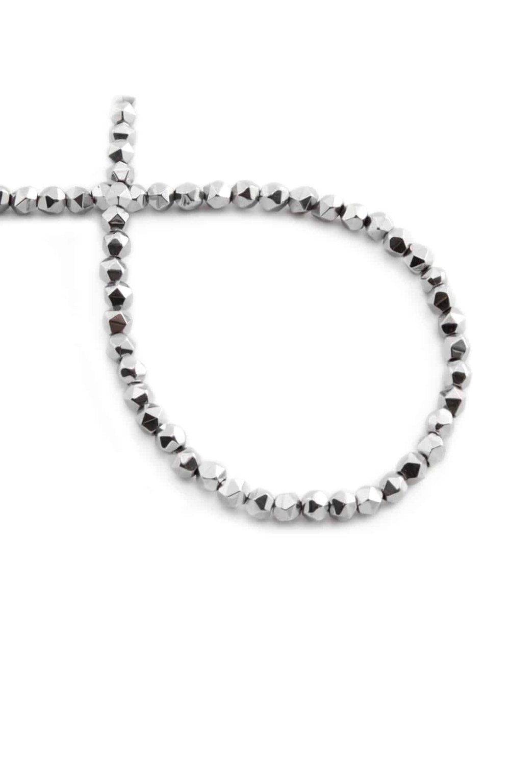 Hematite Natural Stone Shiny Cylinder Hexagonal Cut 4x4mm String Of Beads