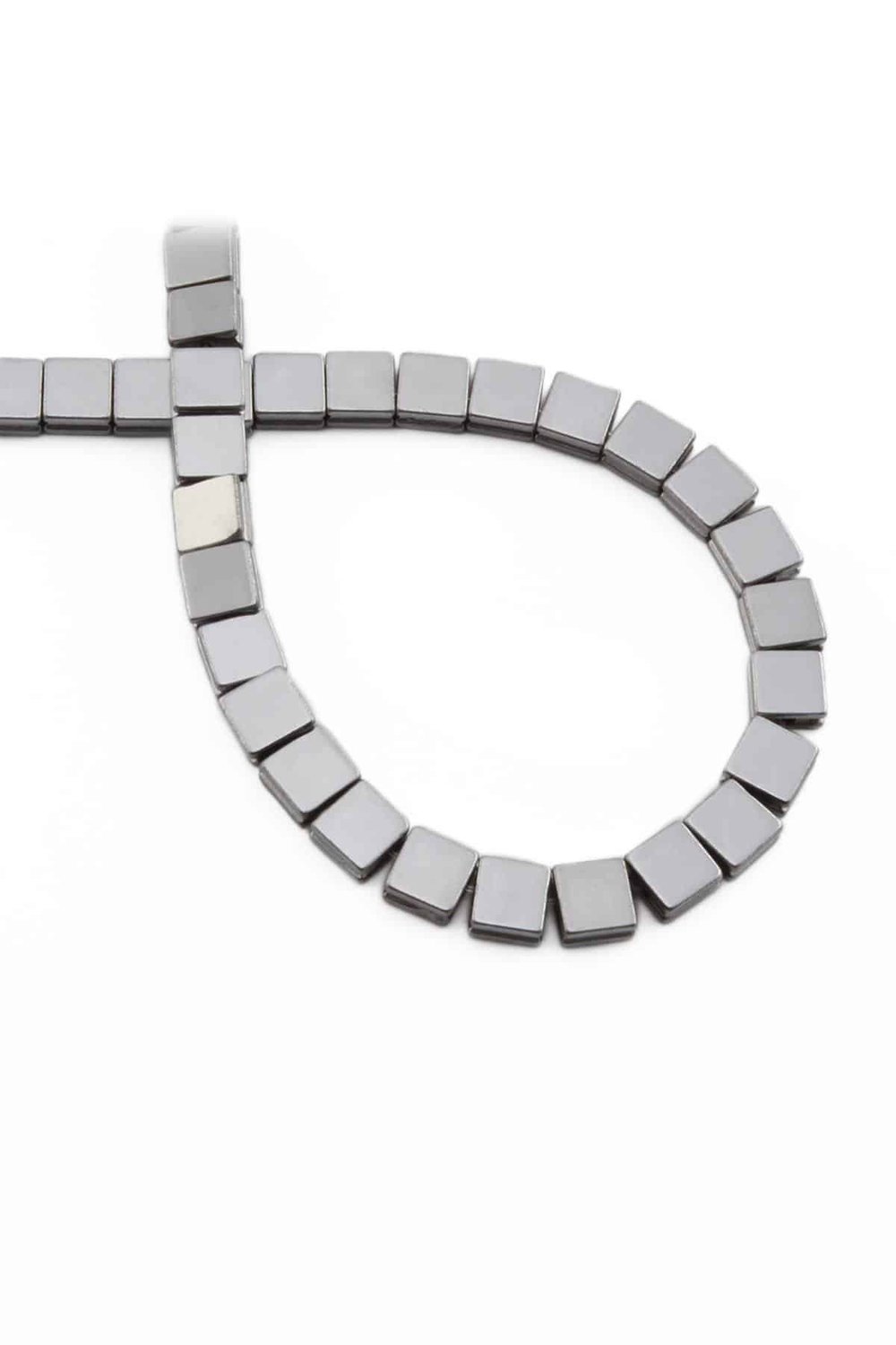 Hematite Natural Stone Shiny Cylinder Square Cut 6x6mm String Of Beads