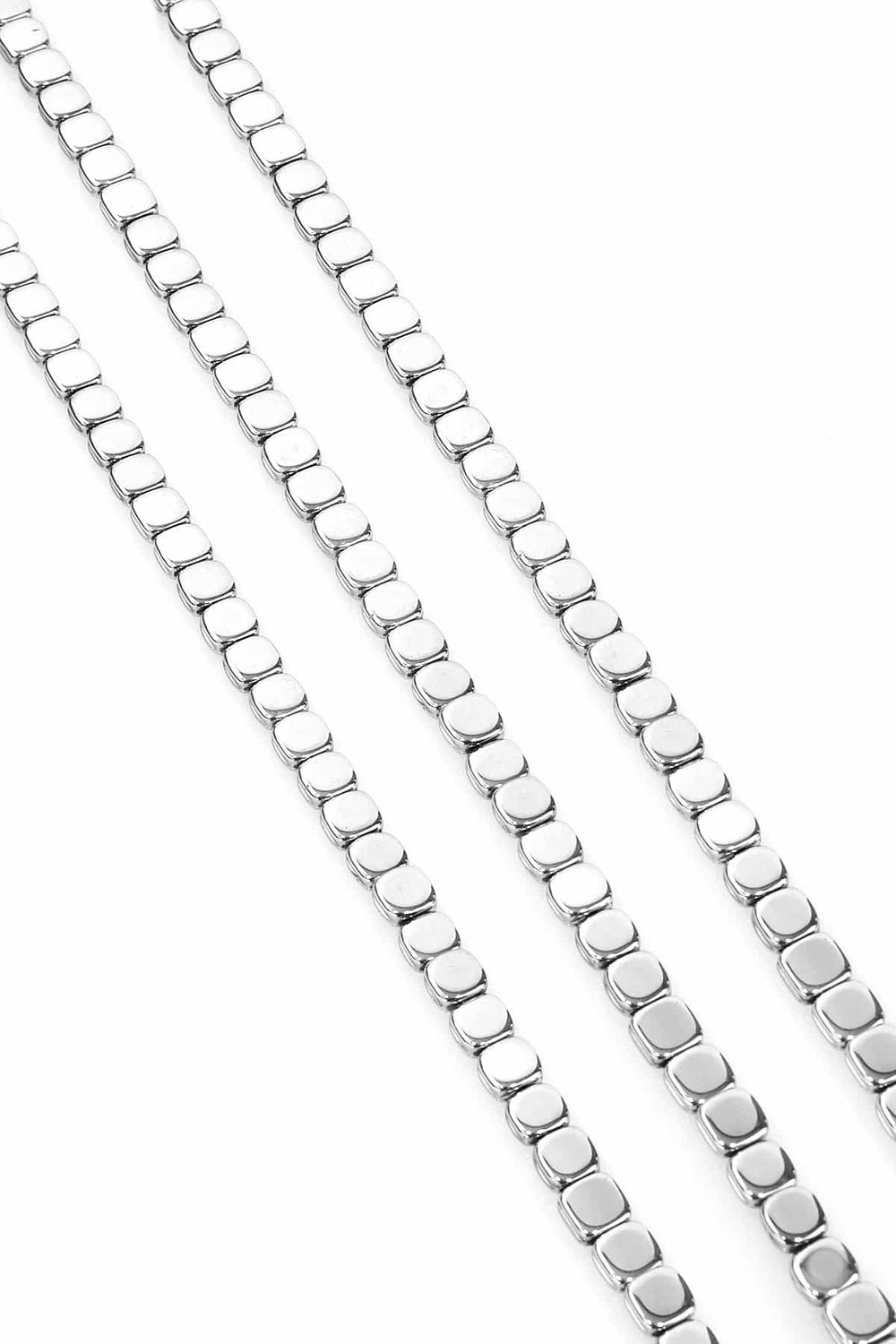 Hematit Taşı Yassı Kesim Parlak Gümüş 6x6mm Doğal Taş Dizi