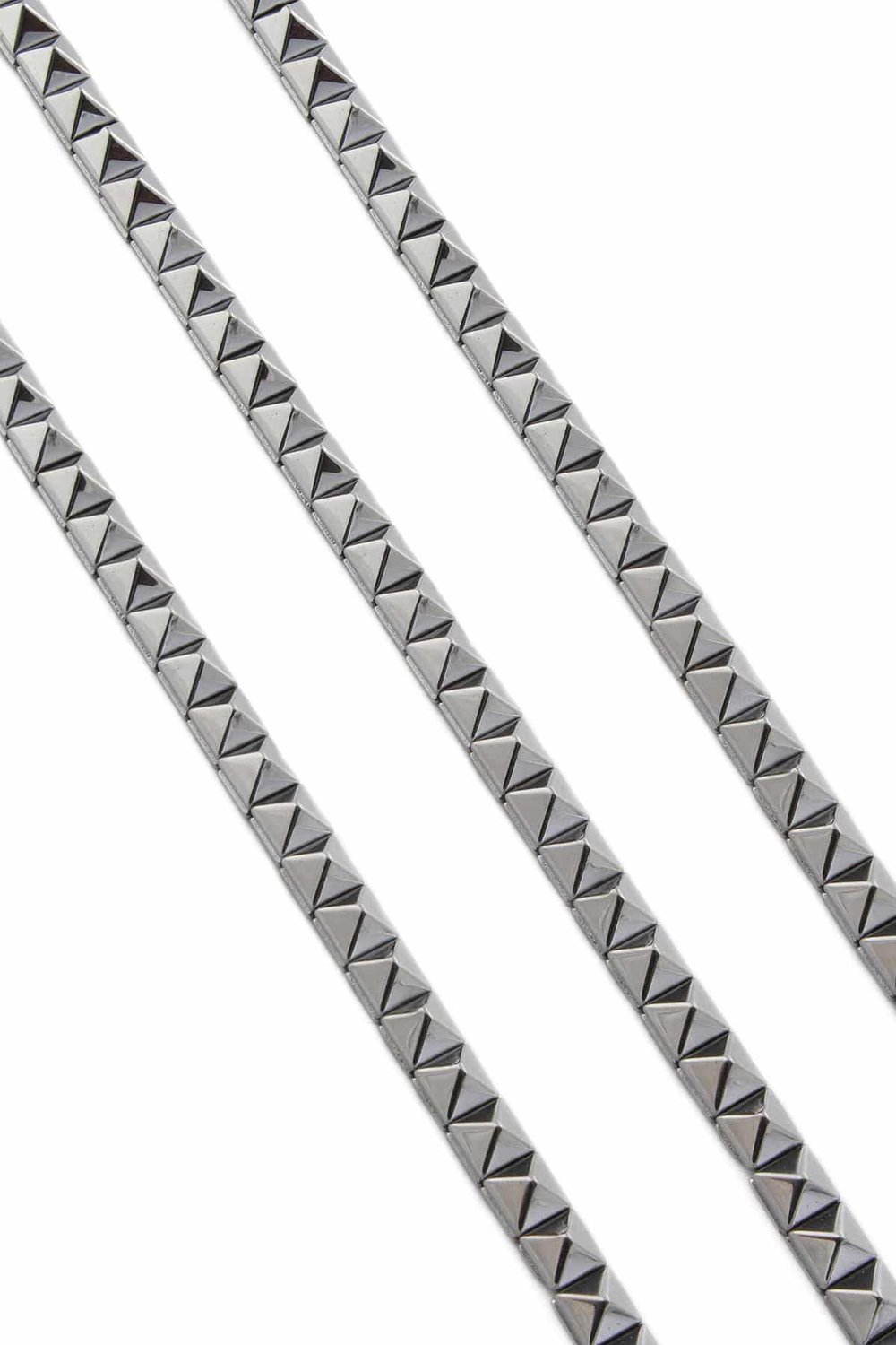 Hematite Natural Stone Shiny Cylinder Pyramid Cut 6x6mm String Of Beads