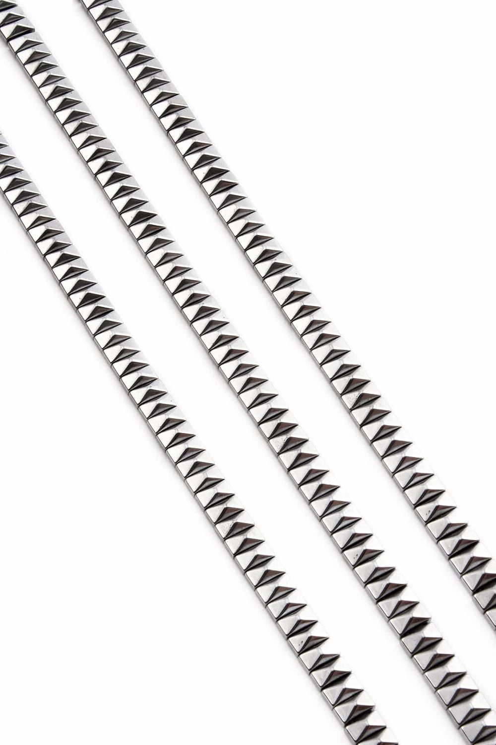 Hematit Taşı Piramit Kesim Parlak Gümüş 6x3mm Doğal Taş Dizi