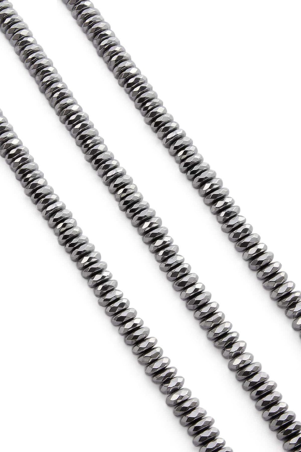 Hematit Taşı Fasetli Kesim Parlak Gümüş 8x3mm Doğal Taş Dizi