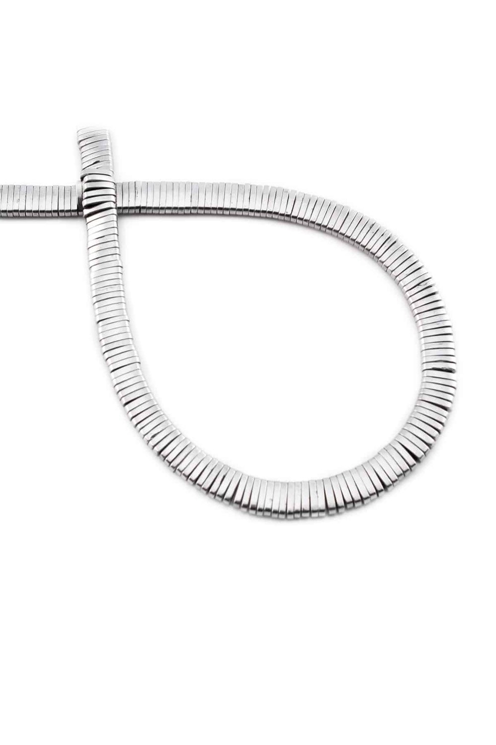 Hematite Natural Stone Shiny Cylinder Washer Cut Double Hole 5x1mm String Of Beads