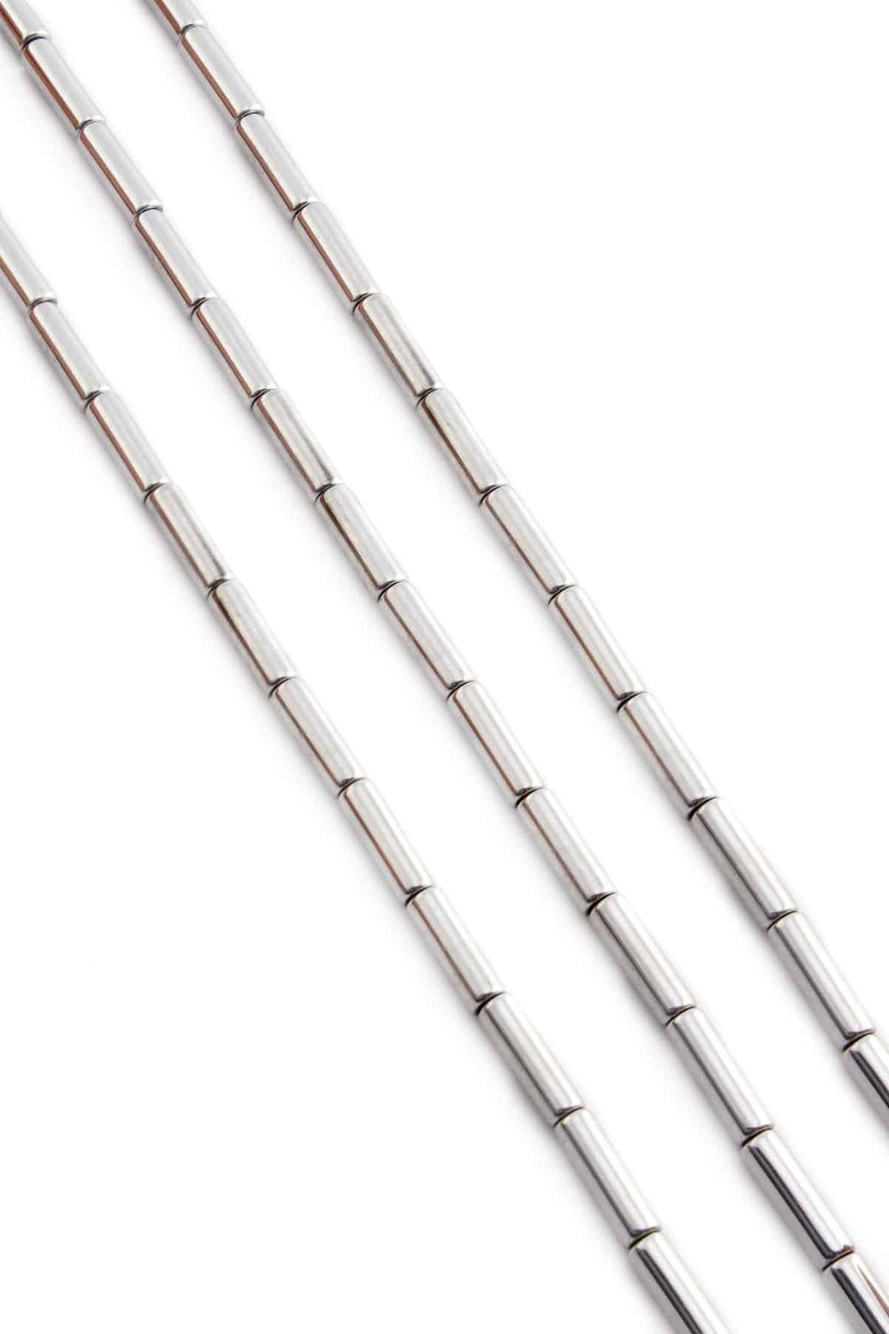 Hematit Taşı Silindir Kesim Parlak Gümüş 4x13mm Doğal Taş Dizi