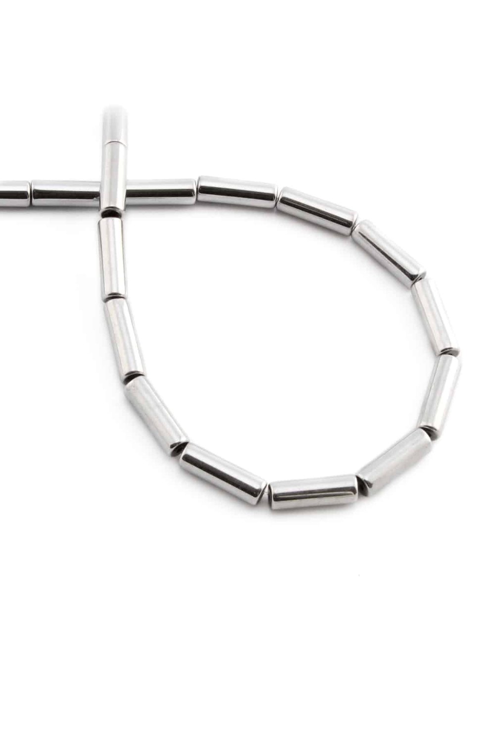 Hematit Taşı Silindir Kesim Parlak Gümüş 4x13mm Doğal Taş Dizi