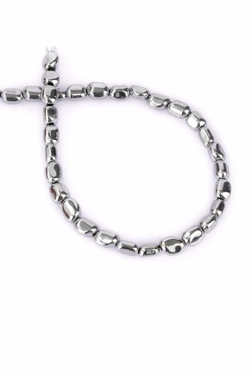 Hematit Taşı Tımbıl Kesim Parlak Gümüş 5x6mm Doğal Taş Dizi