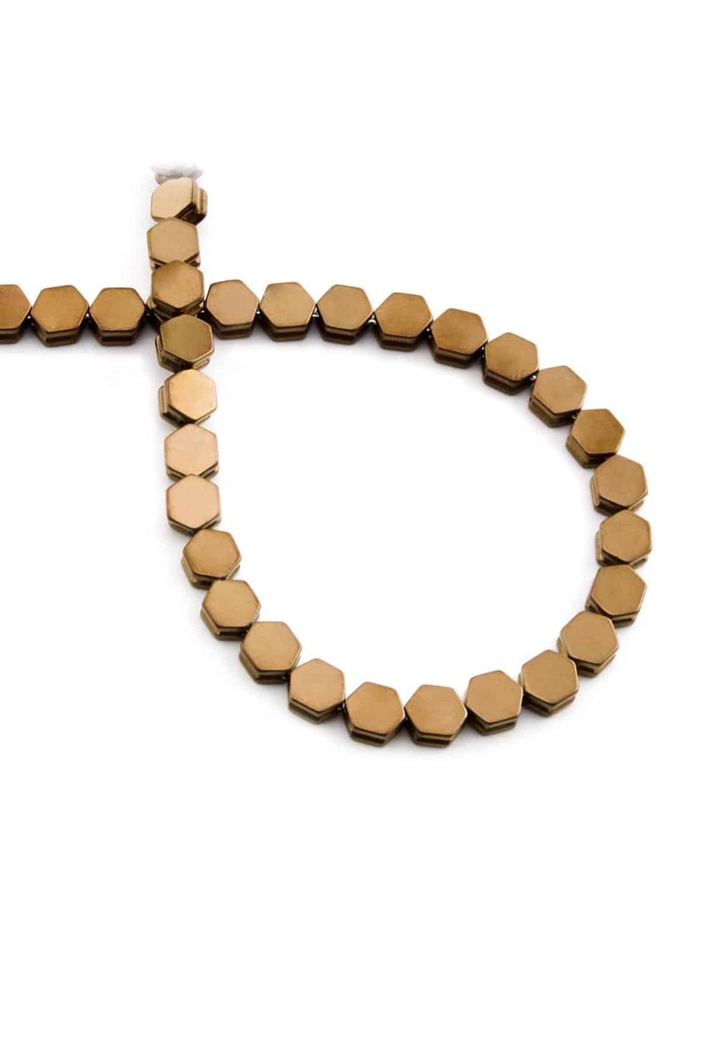 Hematite Stone Hexagonal-Cut Shiny Brown 5x5mm Bead Strand