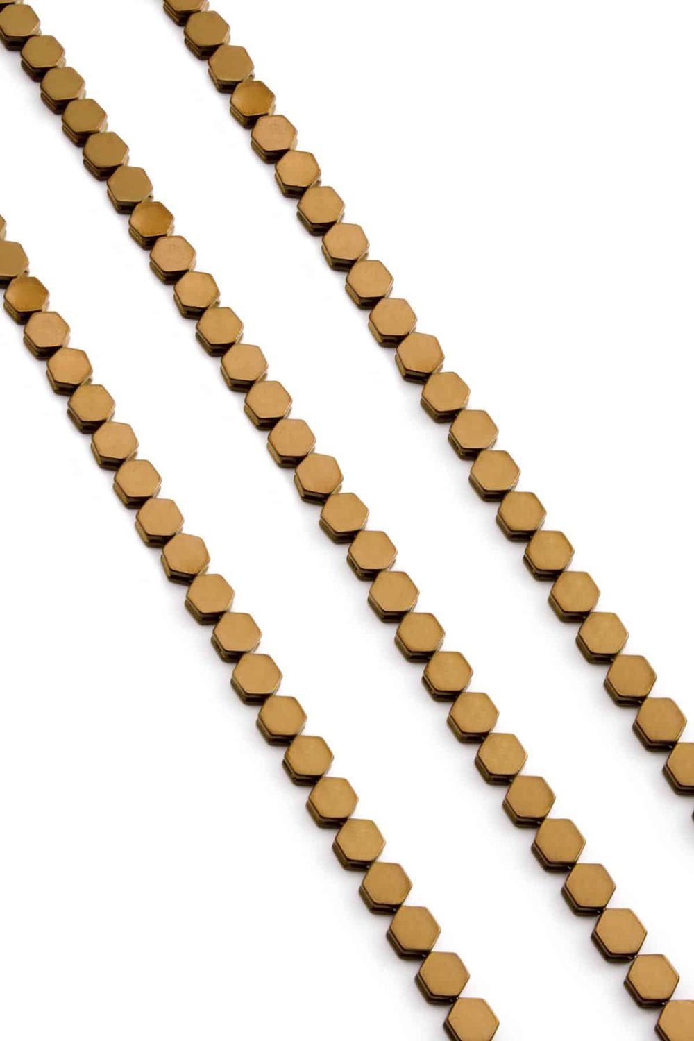 Hematite Stone Hexagonal-Cut Shiny Brown 5x5mm Bead Strand