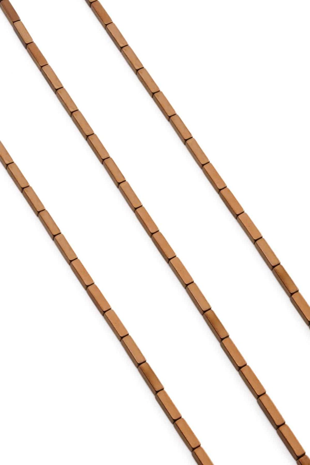 Hematite Natural Stone Shiny Brown Rectangular Cut 3x9mm String Of Beads
