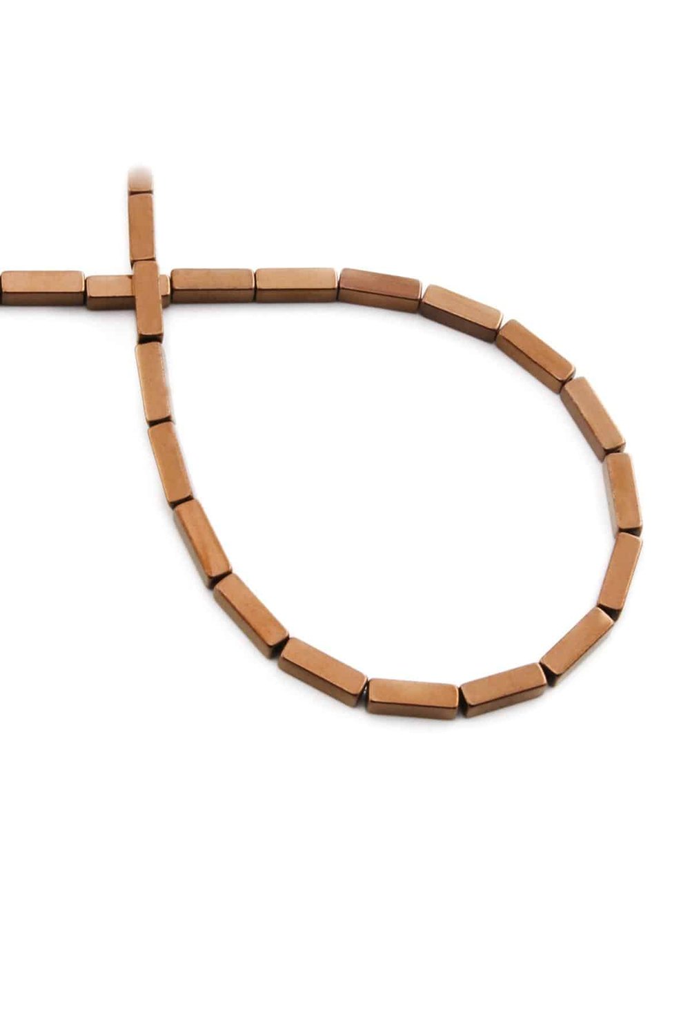 Hematite Natural Stone Shiny Brown Rectangular Cut 3x9mm String Of Beads