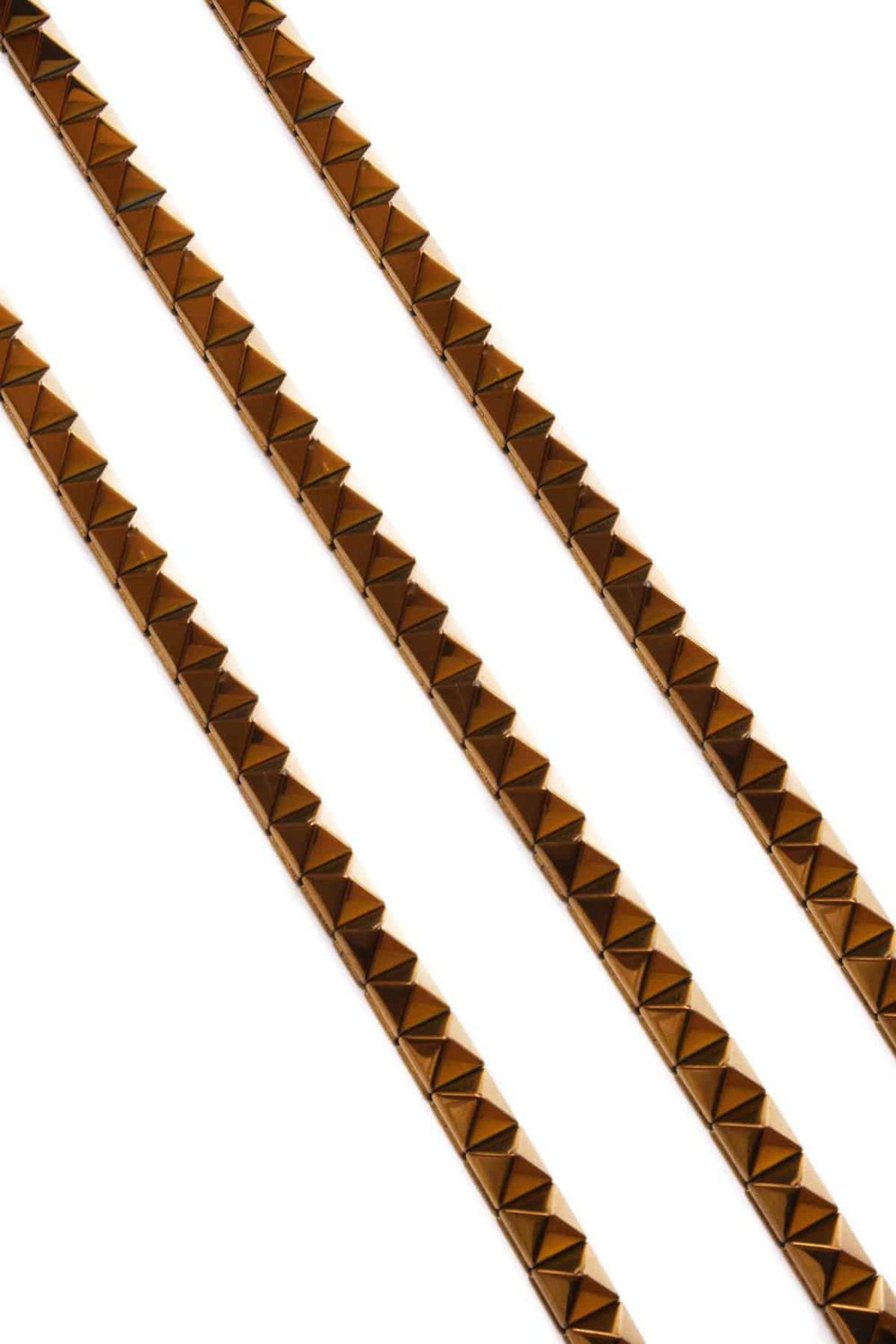 Hematit Taşı Piramit Kesim Parlak Kahverengi 6x6mm Doğal Taş Dizi