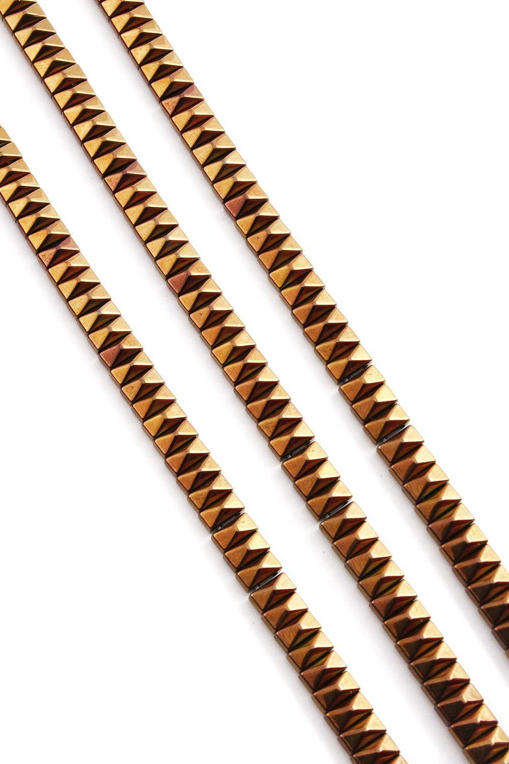 Hematit Taşı Piramit Kesim Parlak Kahverengi 6x3mm Doğal Taş Dizi