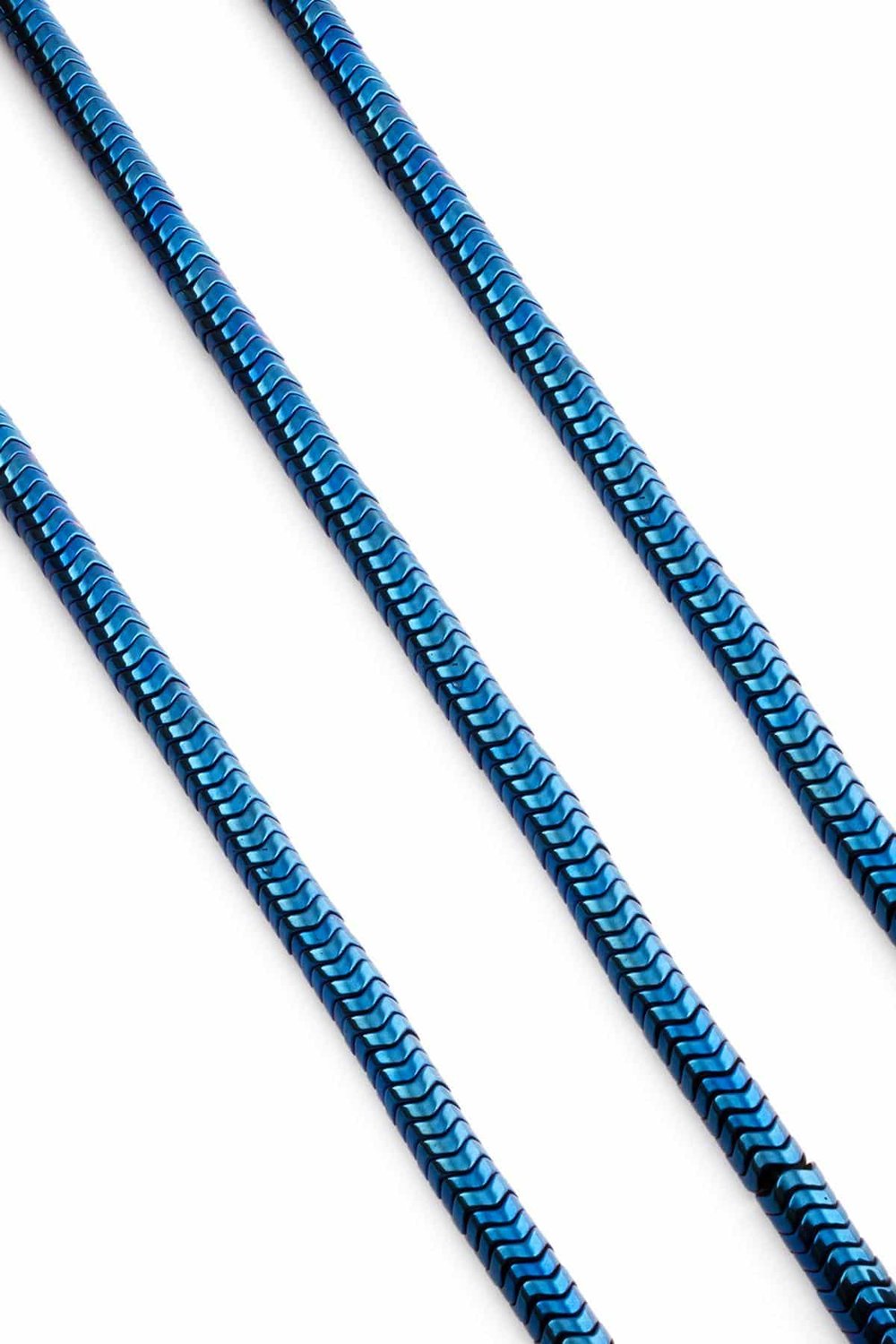 Hematit Taşı Dalgalı Kesim Parlak Mavi 6x2mm Doğal Taş Dizi