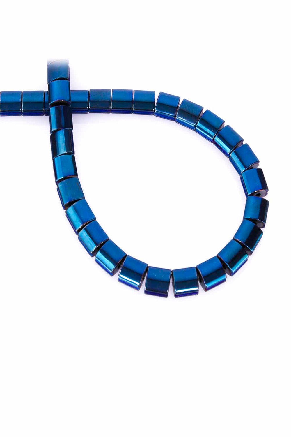 Hematite Natural Stone Shiny Blue 7x7mm String Of Beads