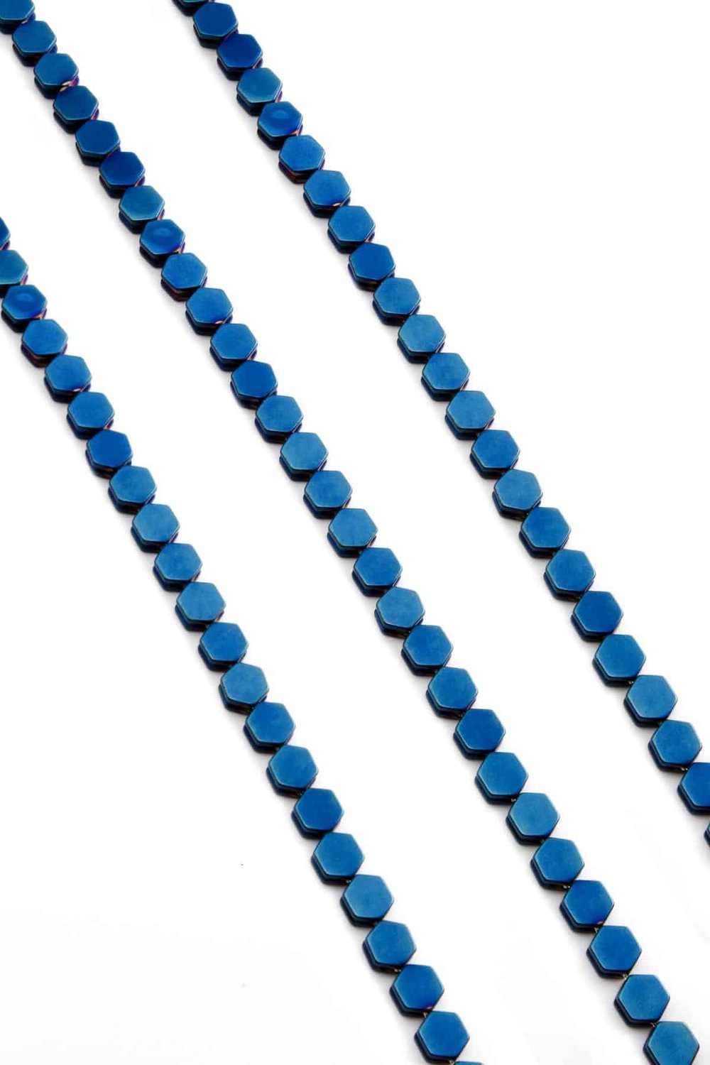 Hematit Taşı Altıgen Kesim Parlak Mavi 5x5mm Doğal Taş Dizi