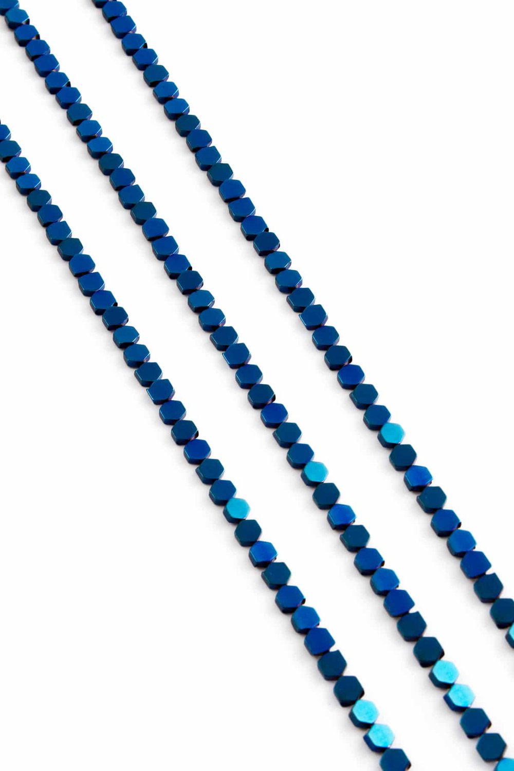Hematite Natural Stone Shiny Blue Hexagon Cut 3x3mm String Of Beads