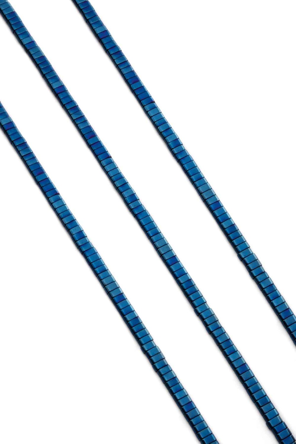 Hematite Natural Stone Shiny Blue Double Hole 4x2mm String Of Beads