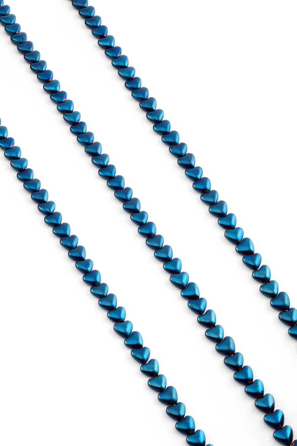 Hematite Natural Stone Shiny Blue Heart Cut 6mm String Of Beads