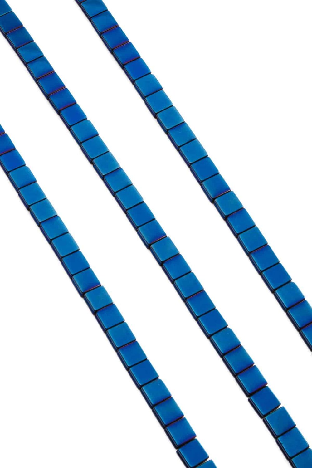 Hematite Natural Stone Shiny Blue Square Cut 6x6mm String Of Beads