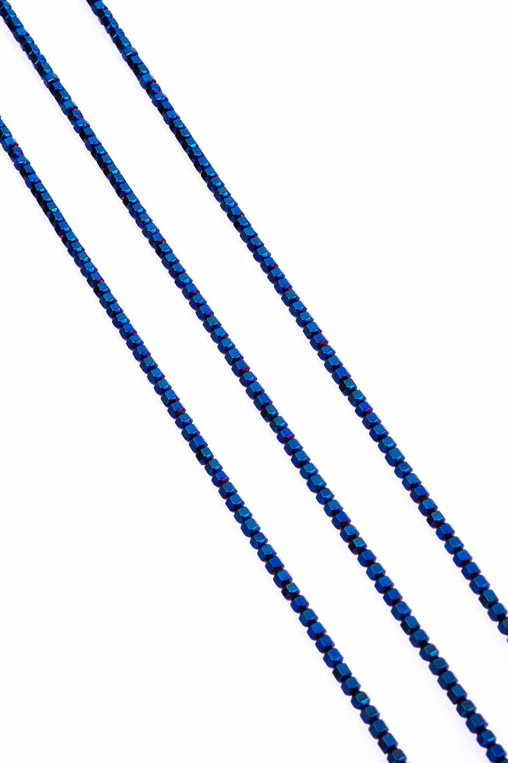 Hematite Natural Stone Shiny Blue Special Cut 3x3mm String Of Beads