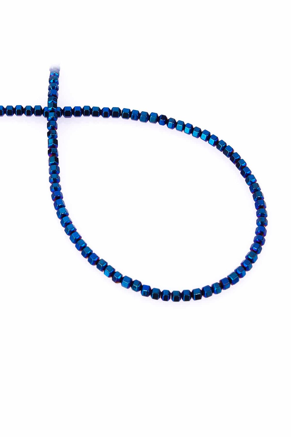Hematite Natural Stone Shiny Blue Special Cut 3x3mm String Of Beads