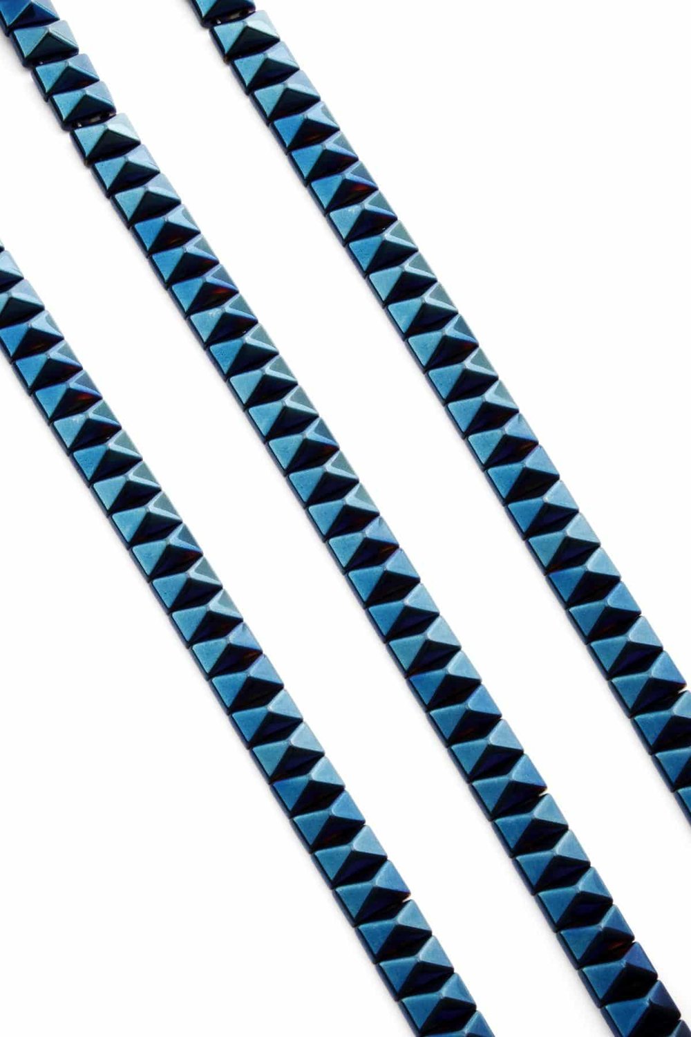 Hematit Taşı Piramit Kesim Parlak Mavi 8x5mm Doğal Taş Dizi
