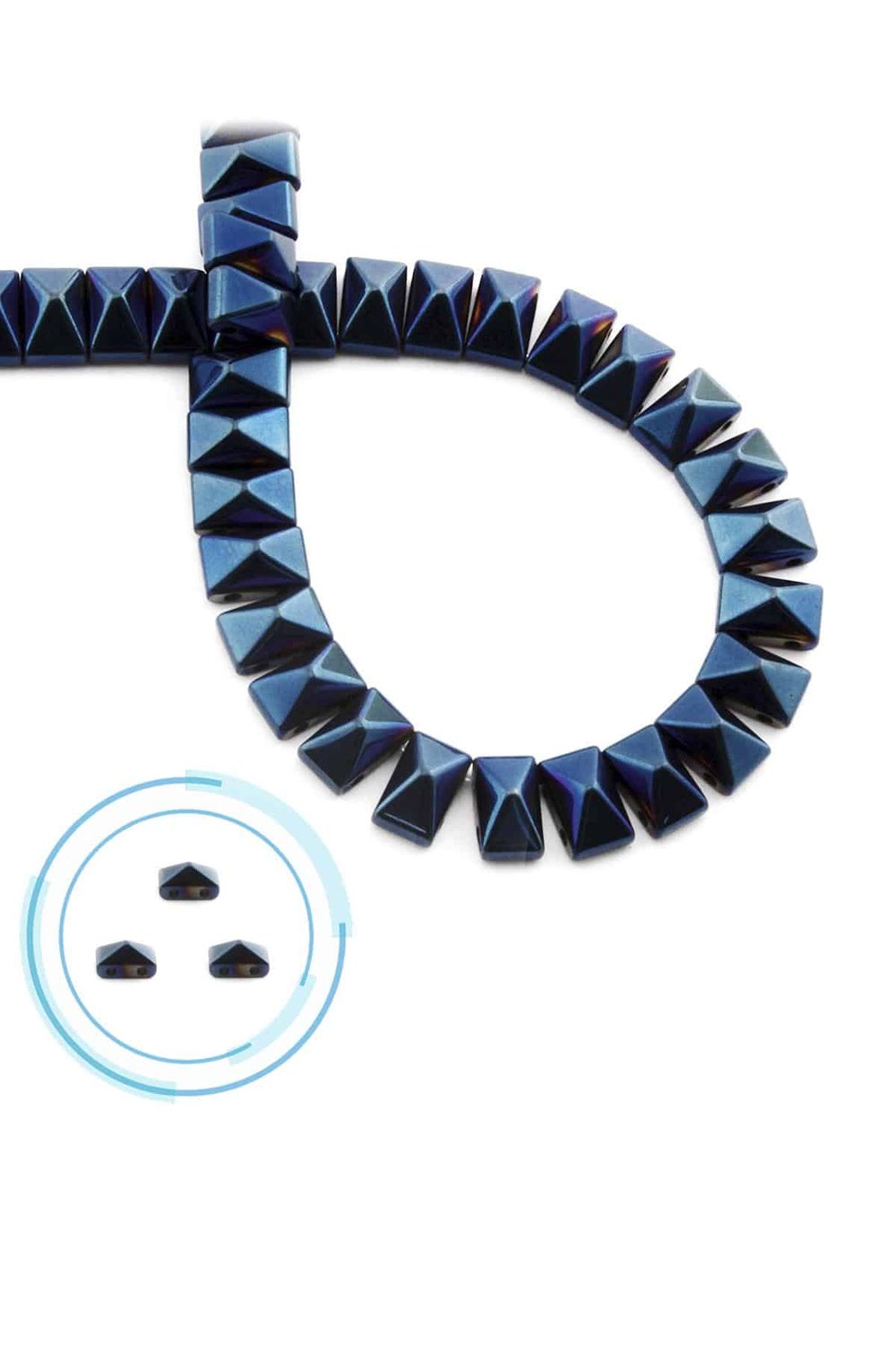 Hematit Taşı Piramit Kesim Parlak Mavi 8x5mm Doğal Taş Dizi