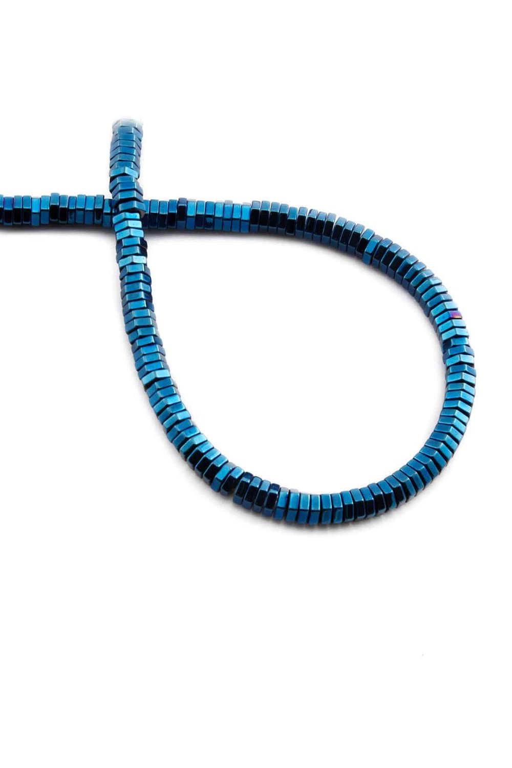 Hematite Natural Stone Shiny Blue Washer Cut 4x1mm String Of Beads