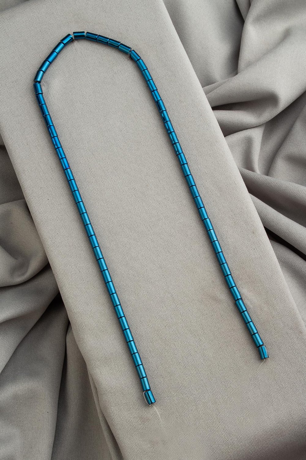 Hematit Doğal Taş Parlak Mavi Silindir Kesim 4x6mm Dizi