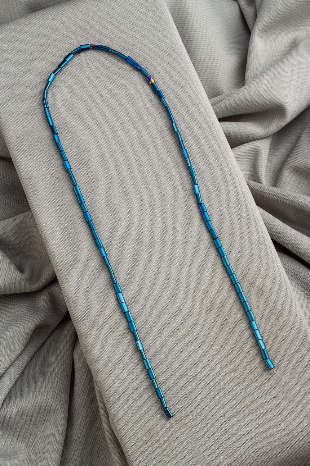 Hematit Doğal Taş Parlak Mavi Silindir Kesim 3x5mm Dizi [AA]