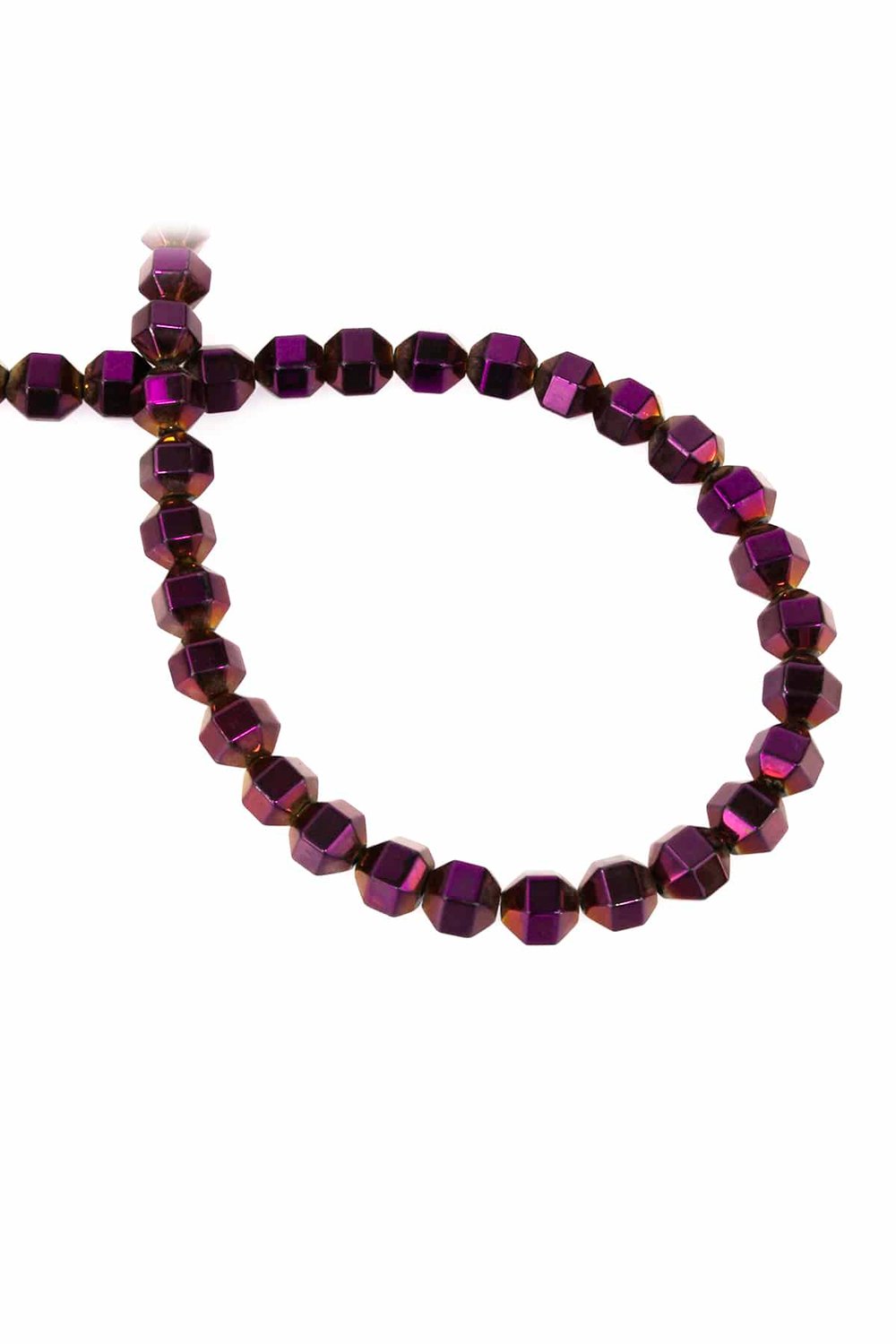 Hematite Natural Stone Shiny Purple Special Cut 8x8mm String Of Beads