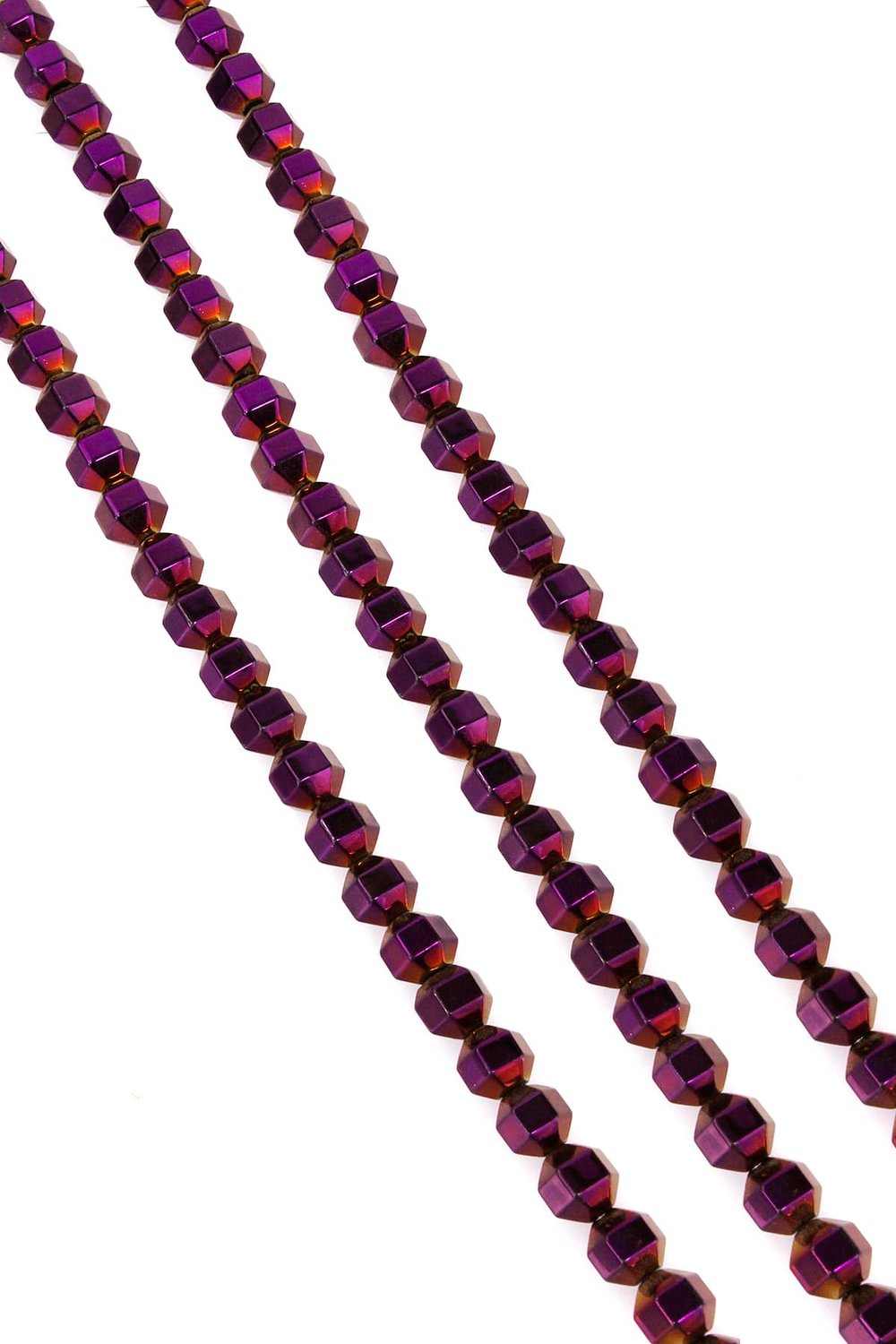 Hematite Natural Stone Shiny Purple Special Cut 8x8mm String Of Beads