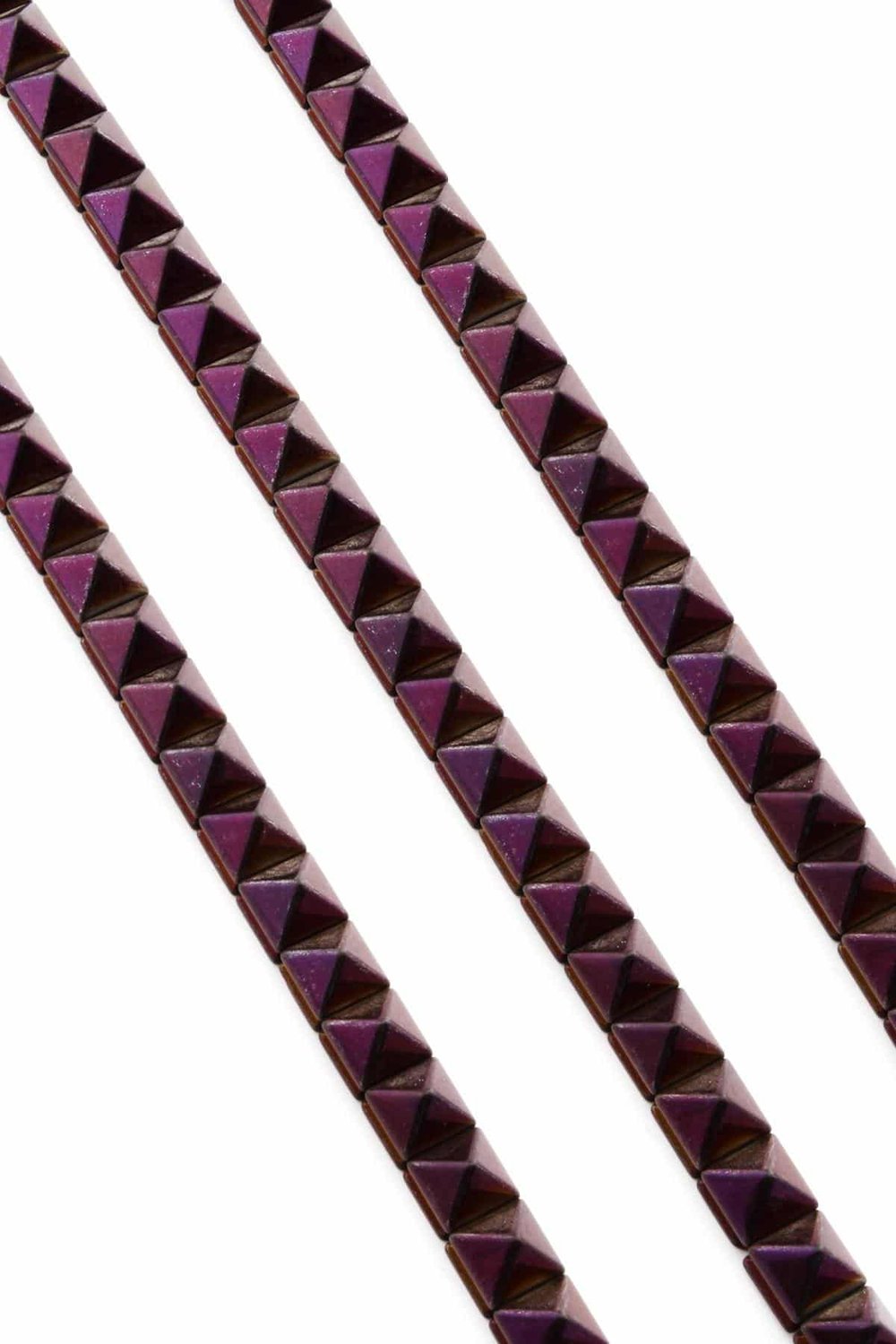 Hematite Natural Stone Shiny Purple Pyramid Cut 8x8x8mm String Of Beads