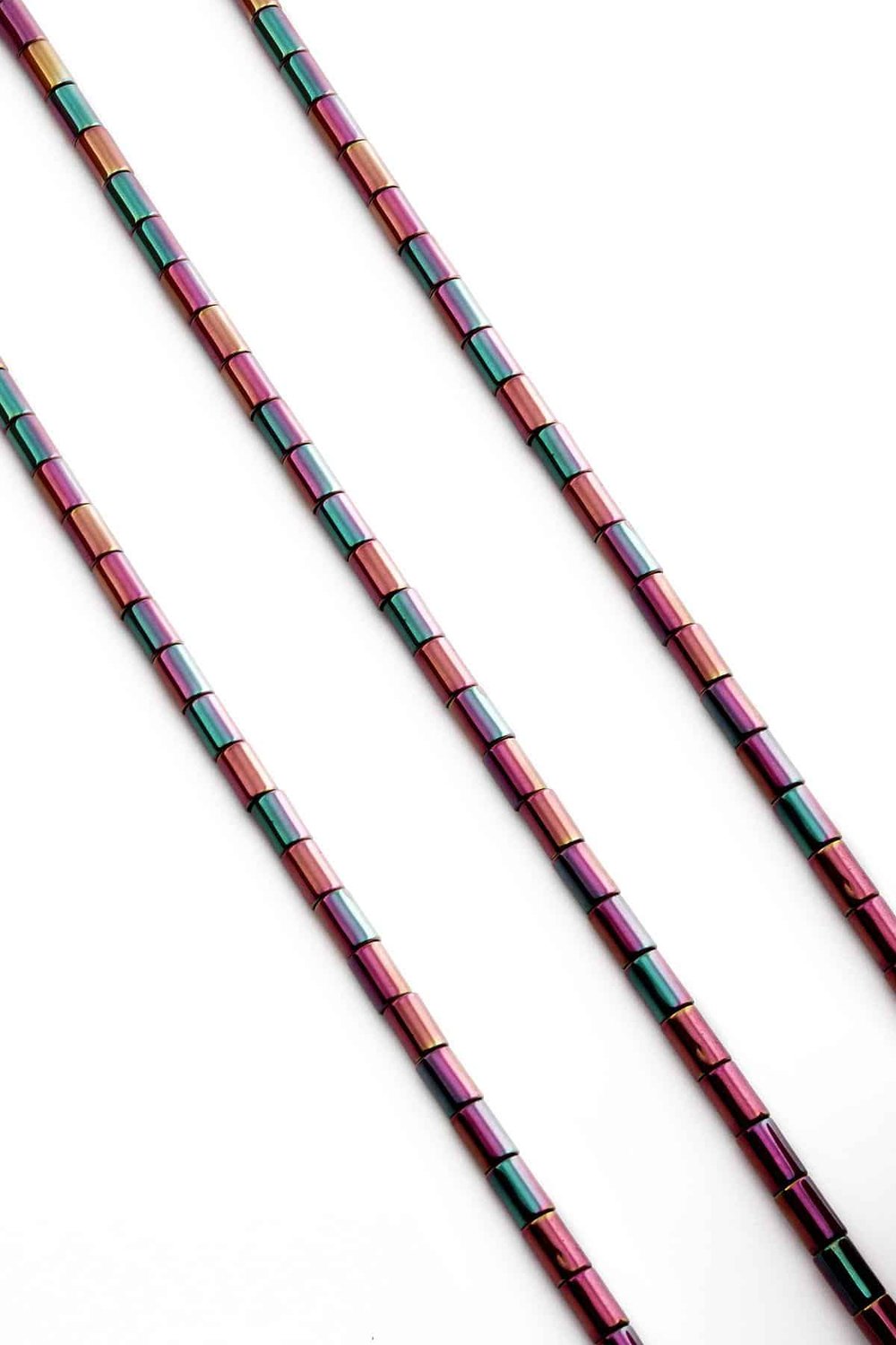 Hematite Natural Stone Shiny Petrol Blackı Cylinder Cut 4x6mm String Of Beads