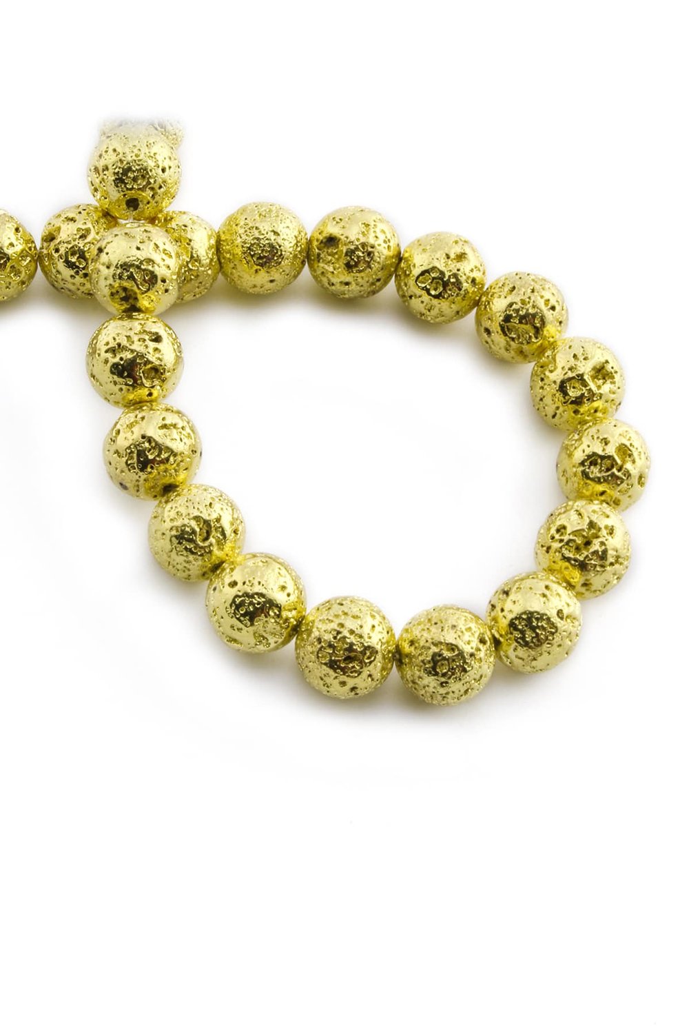 Hematite Natural Stone Shiny Rough Yellow Globe Cut 10mm String Of Beads