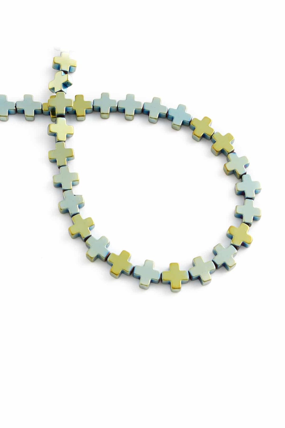 Hematit Taşı Artı Kesim Parlak Yeşil 8x8mm Doğal Taş Dizi
