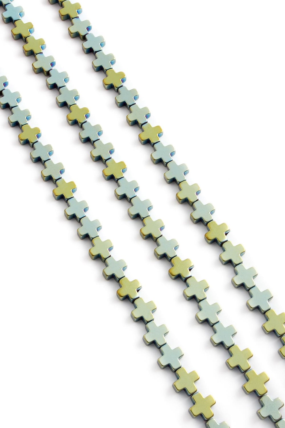 Hematit Taşı Artı Kesim Parlak Yeşil 8x8mm Doğal Taş Dizi