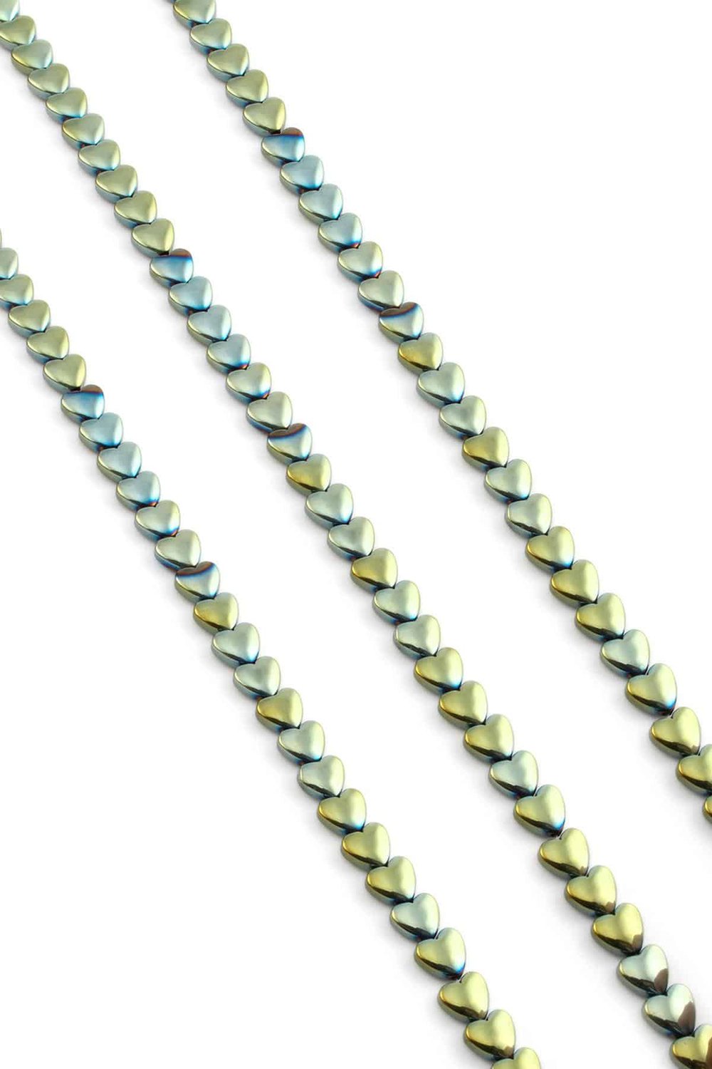 Hematit Taşı Kalp Kesim Parlak Yeşil 6mm Doğal Taş Dizi