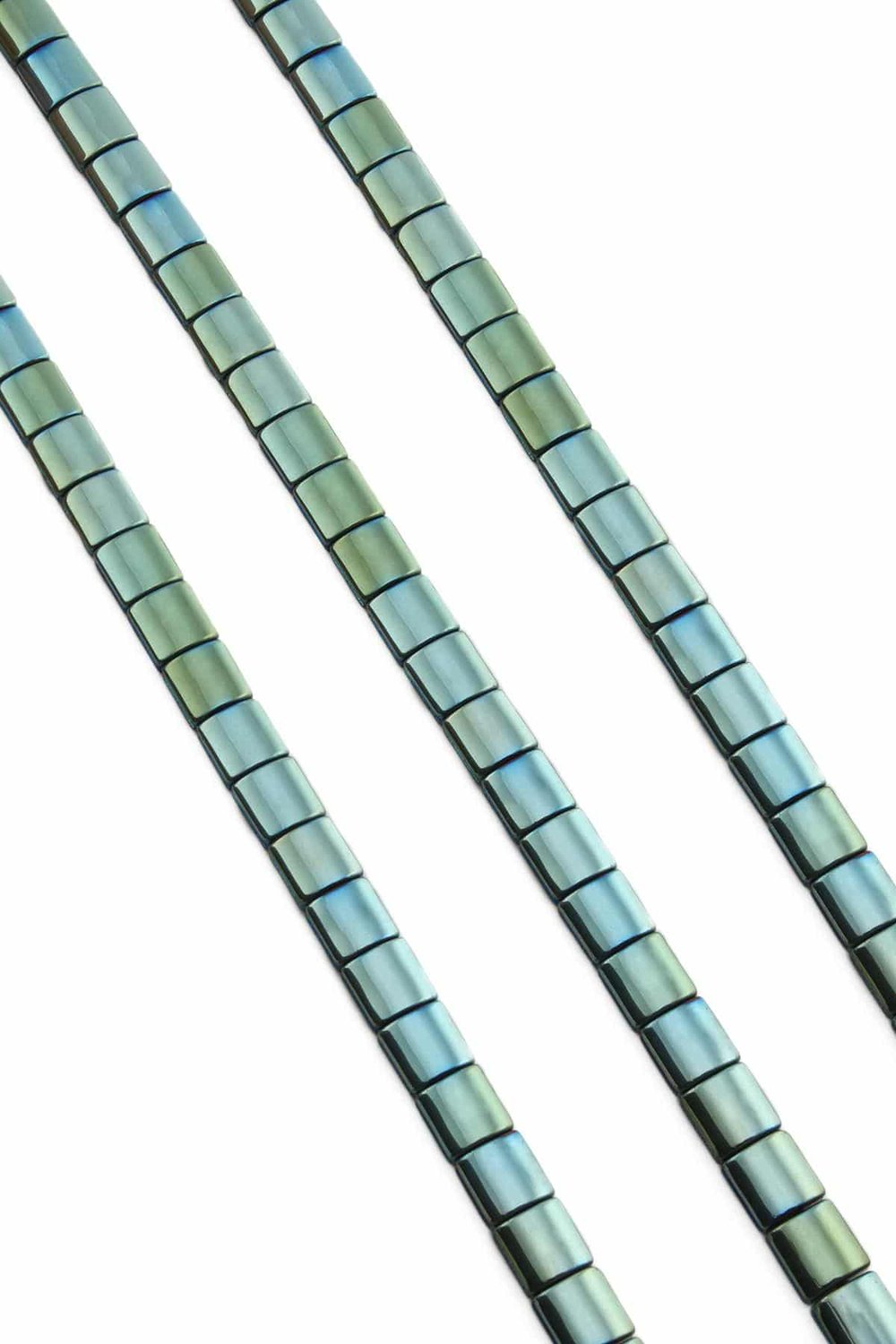 Hematite Natural Stone Shiny Green 7x7mm String Of Beads