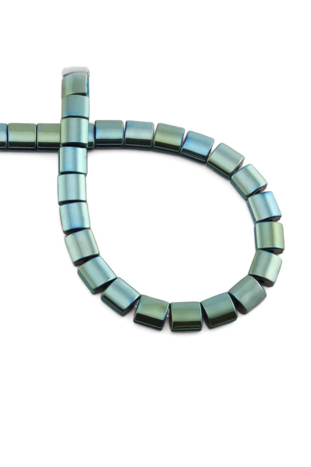 Hematite Natural Stone Shiny Green 7x7mm String Of Beads