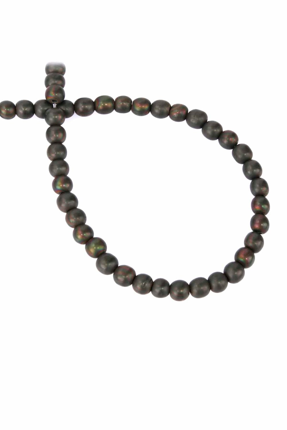 Hematite Natural Stone Black Rainbow Globe Cut 6mm String Of Beads