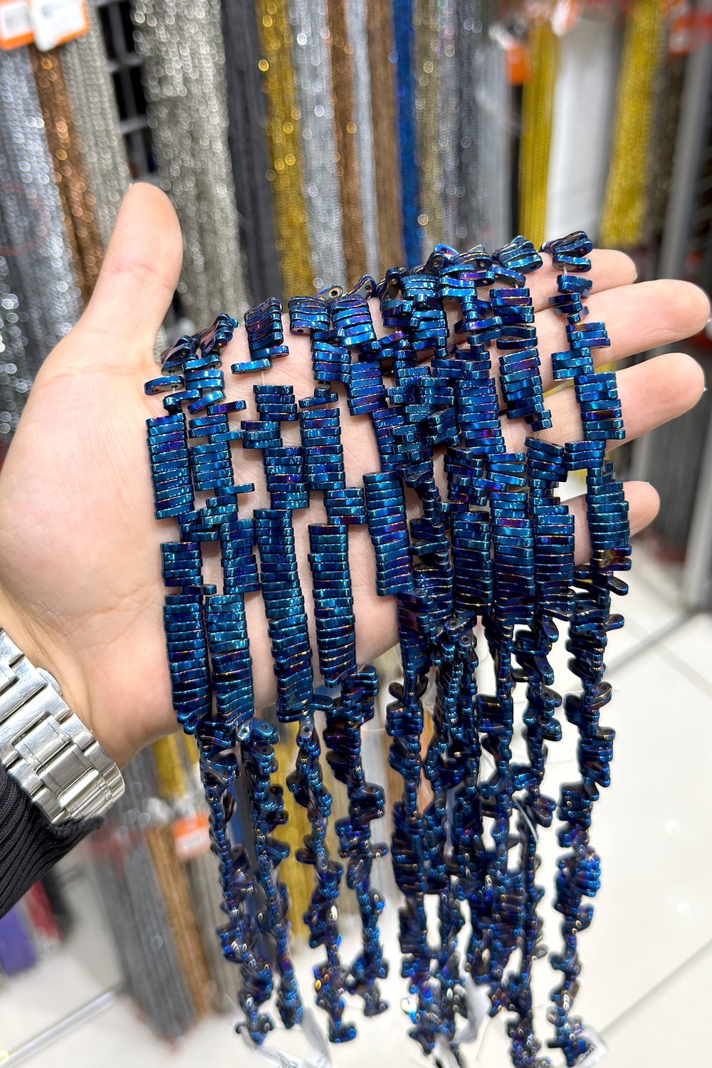 Hematit Taşı 10x2mm- Parlak Mavi Doğal Taş Dizi