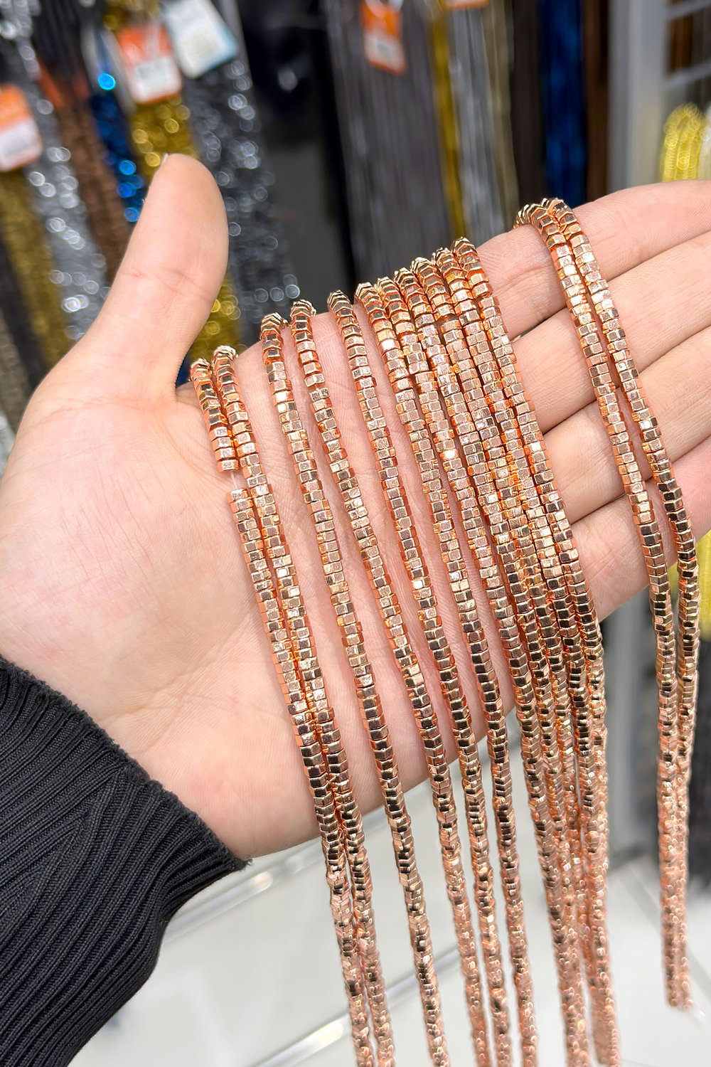 Hematit Taşı 4x2mm Altıgen Kesim Doğal Taş Diziler
