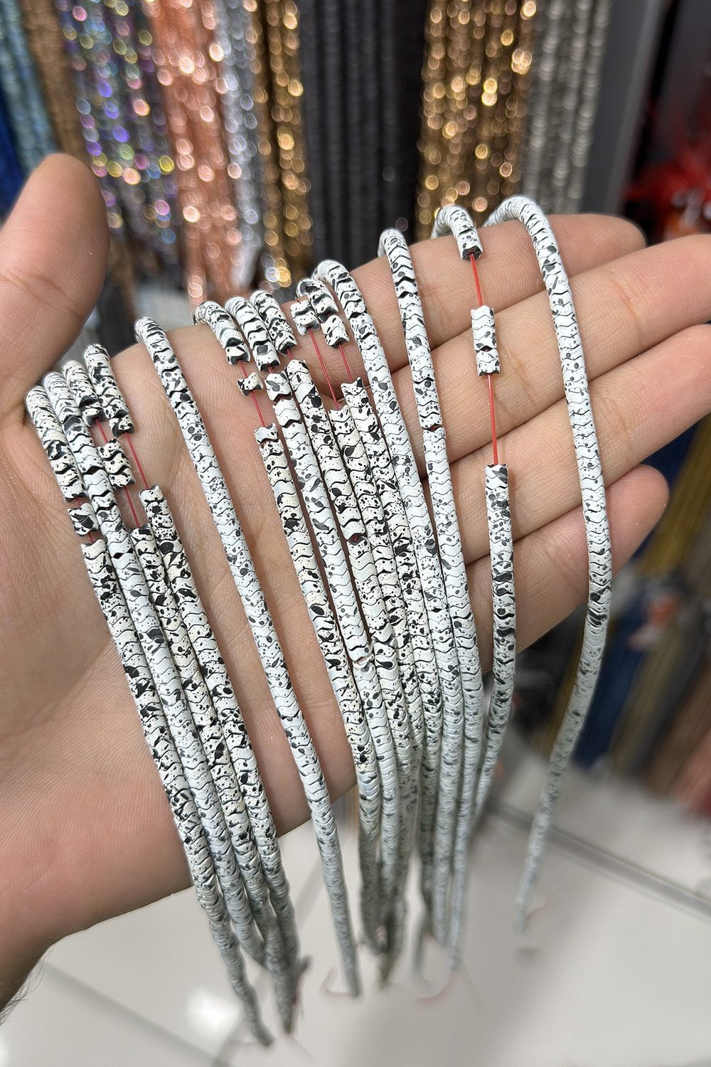 Hematit Taşı 4x2mm Dalgalı Rondela Kesim Doğal Taş Diziler