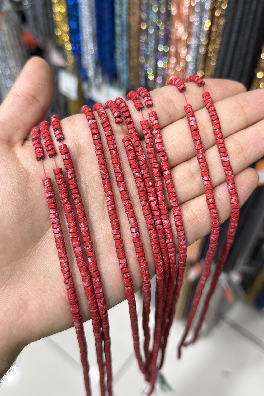 Hematit Taşı 4x2mm Dalgalı Rondela Kesim Doğal Taş Diziler