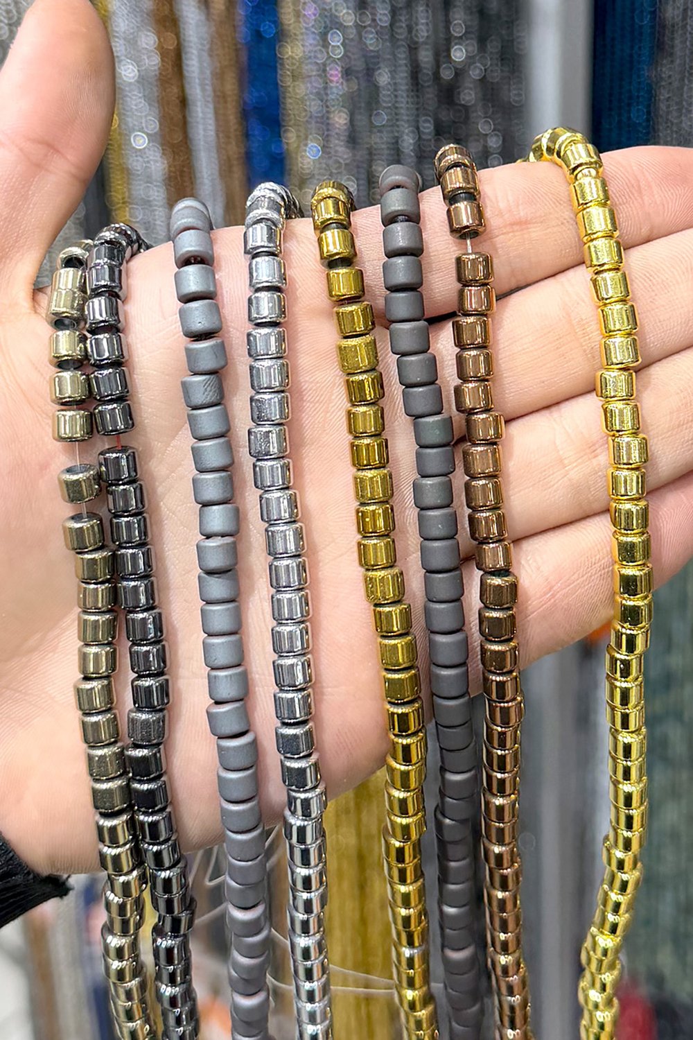 Hematit Taşı 4x4mm Altıgen Kesim Doğal Taş Diziler